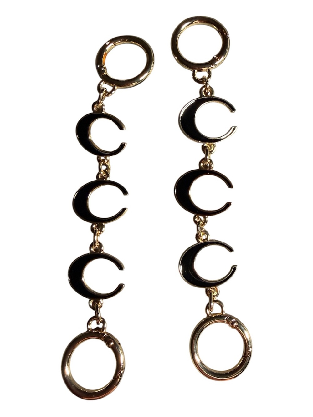 NWOT Gold and Black Crescent Purse Strap Extenders